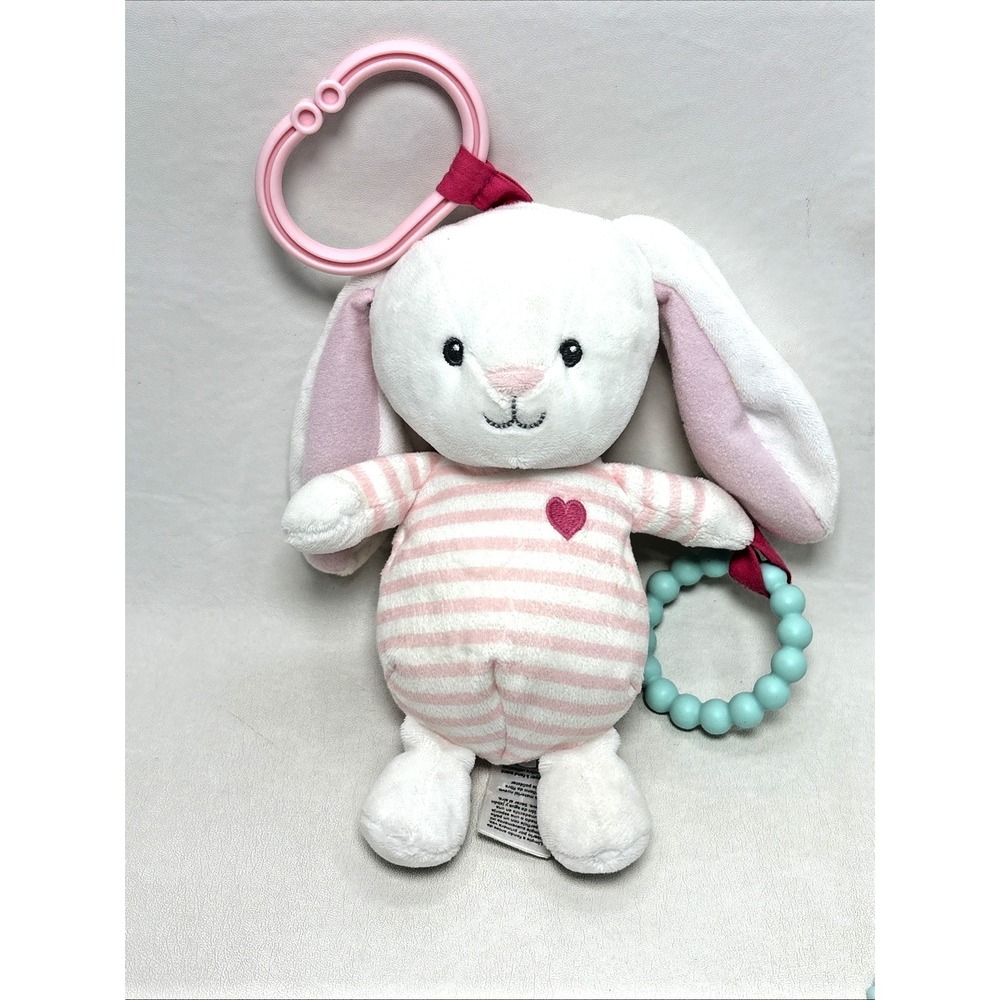 Carter's Bunny Elephant Plush Stuffed Animal W/ Teether Musical Squeak Rattle - Picture 7 of 11